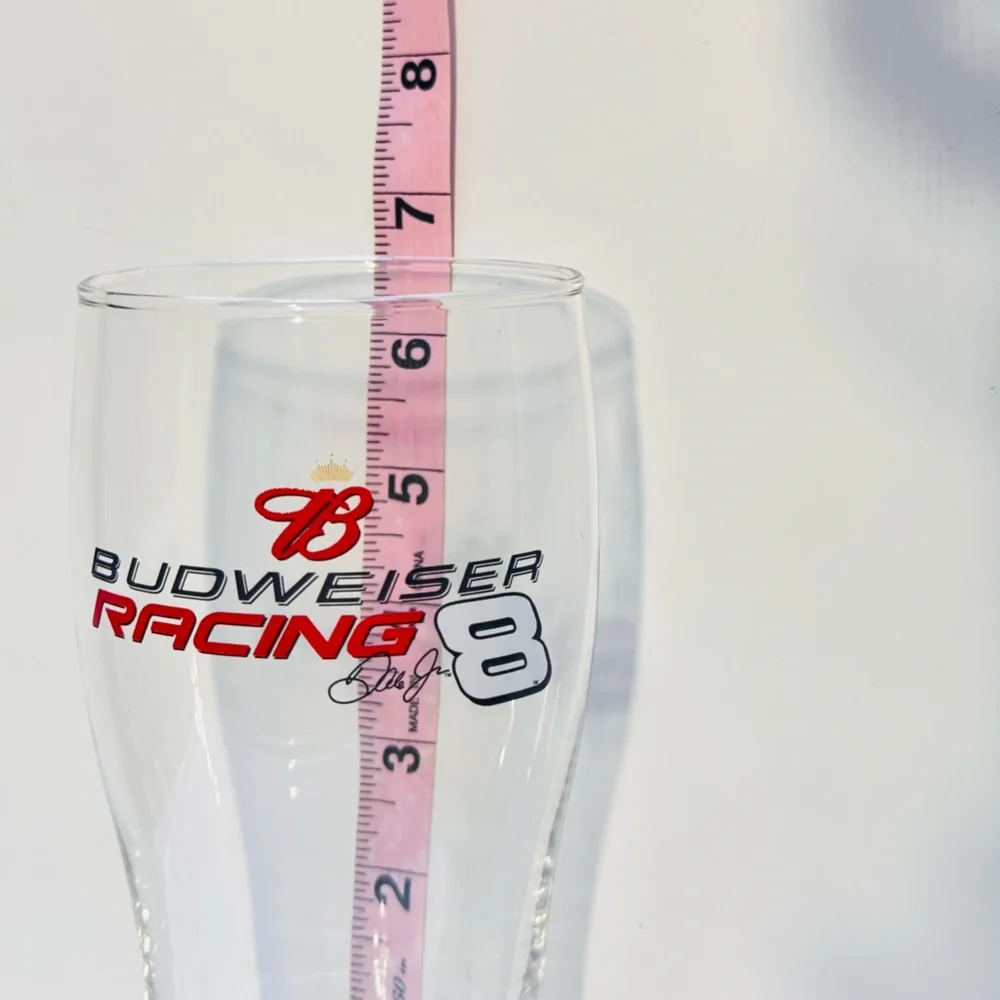 BUDWEISER Racing Beer Pint Glass w Dale Earnhardt Jr #8 Red & Black Logo